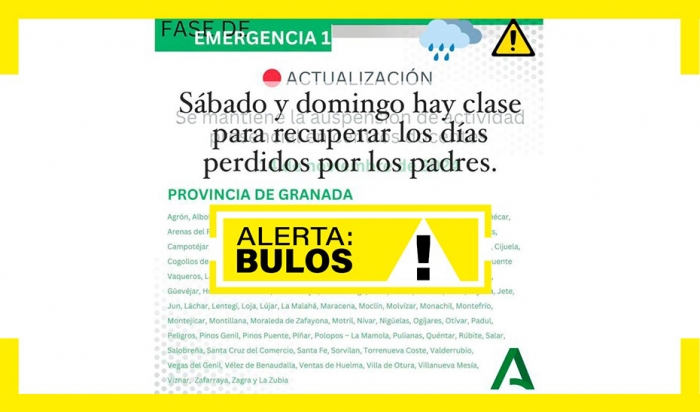 Es falso que haya clases durante el fin de semana para recuperar los días perdidos por la DANA